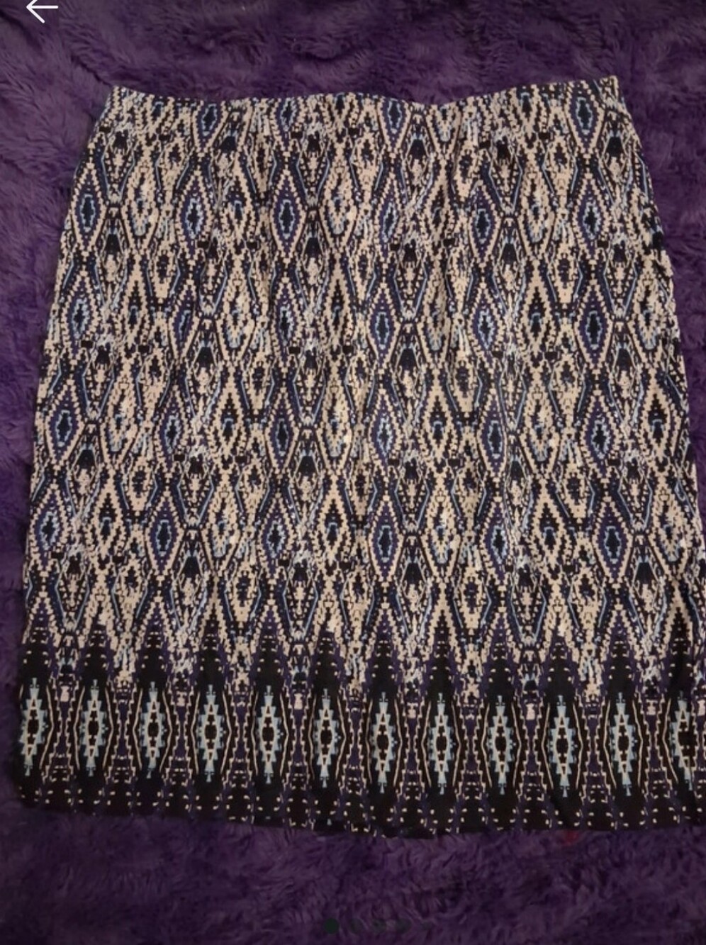 J. Jill Blue and Cream Geometric Pencil Skirt